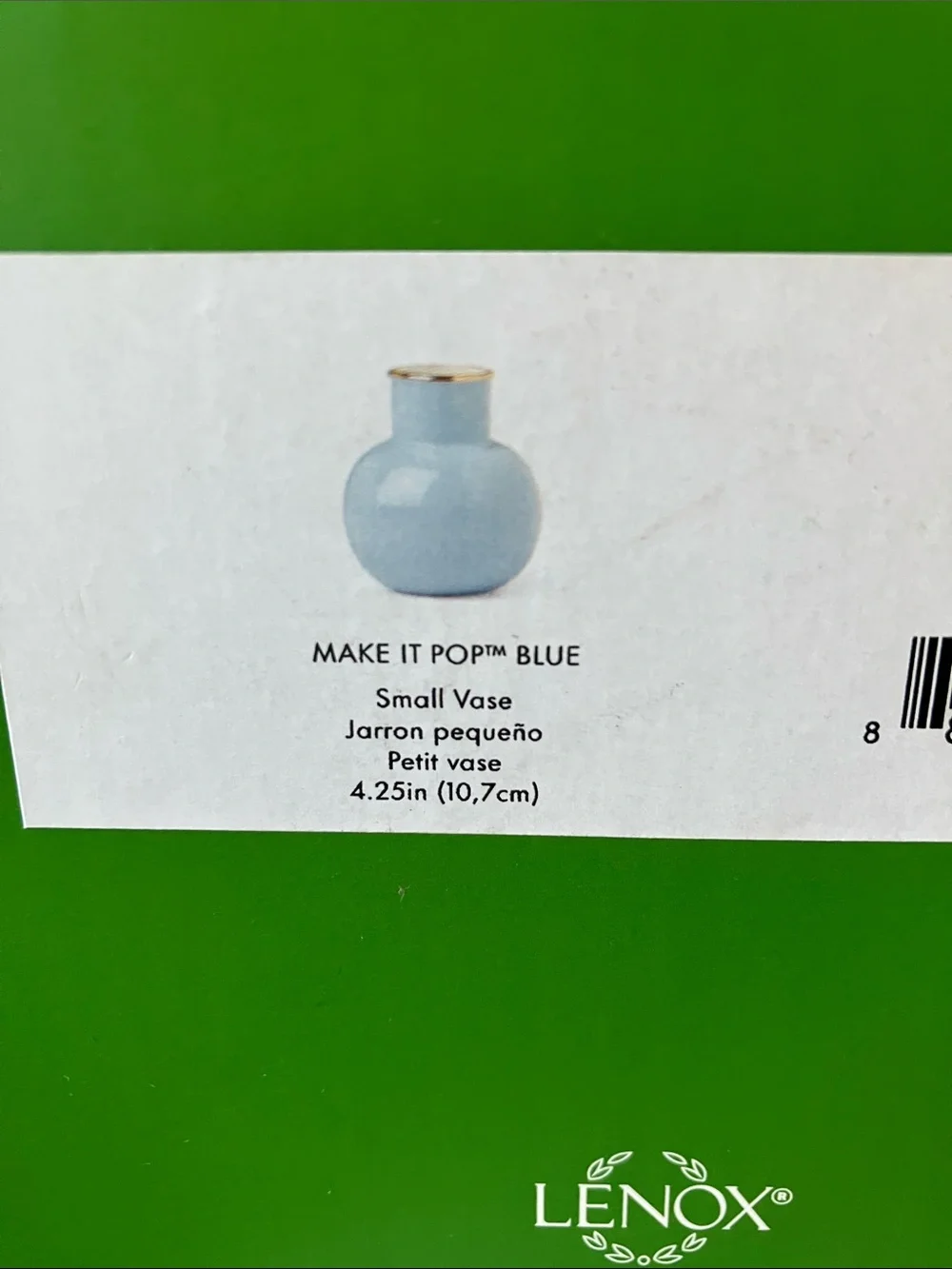 kate spade: “Make it Pop” Powder Blue Ceramic Bud Vase- Gold Rim- IOB